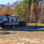 RV and truck at Raven Rock State Park campground