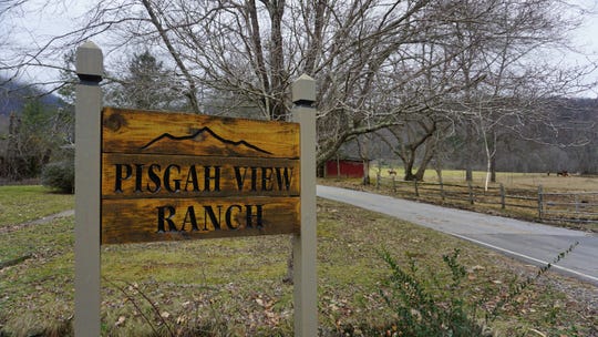 Sign at North Carolina State Park identifies Pisgah View Ranch