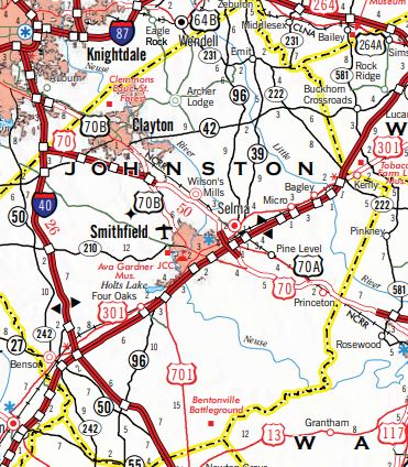 Johnston County, NC, map