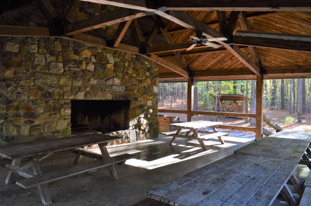 Interior picnic shelter at Clemmons Educational State Forest