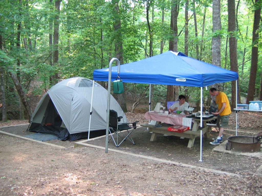 family camping at Morrow Mountain State Park