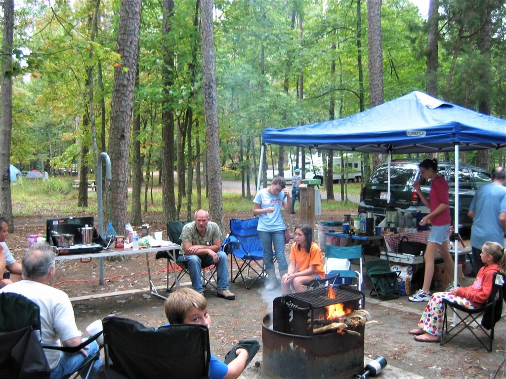 family camping at Morrow Mountain State Park