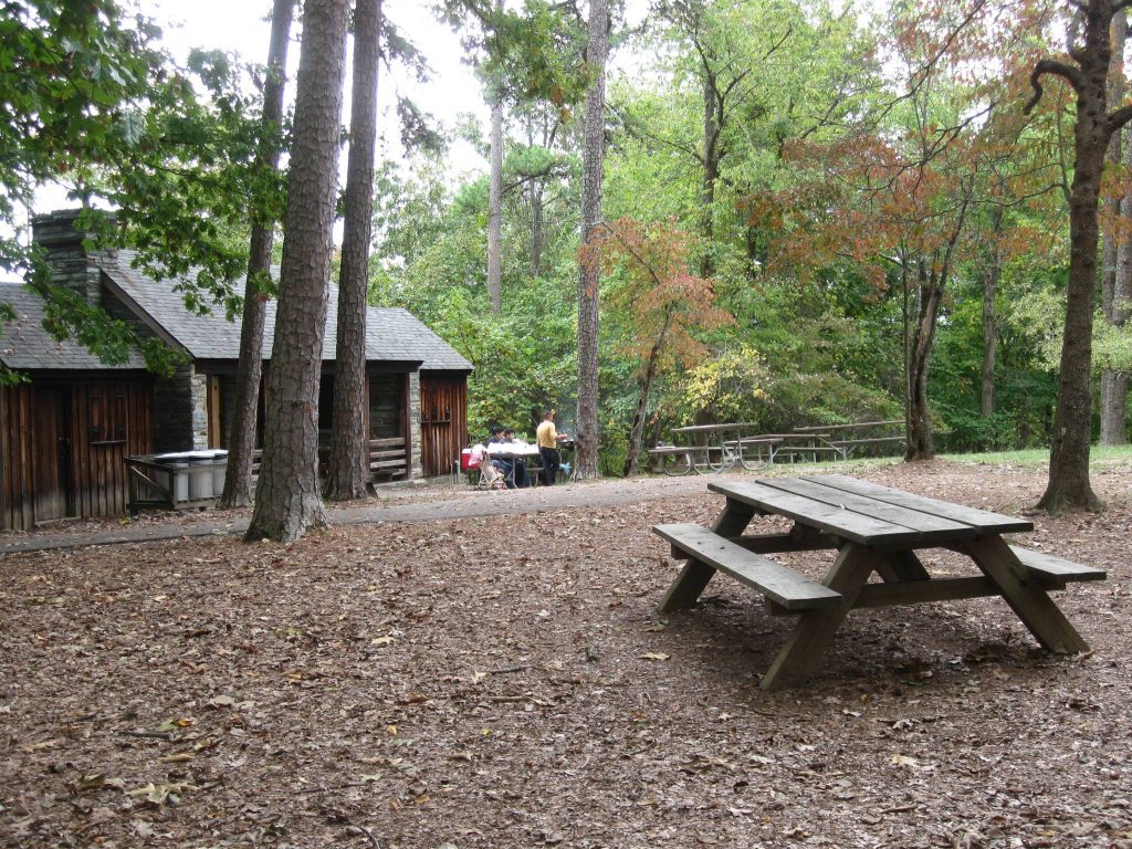 picnic tables at Morrow Mountain State Park