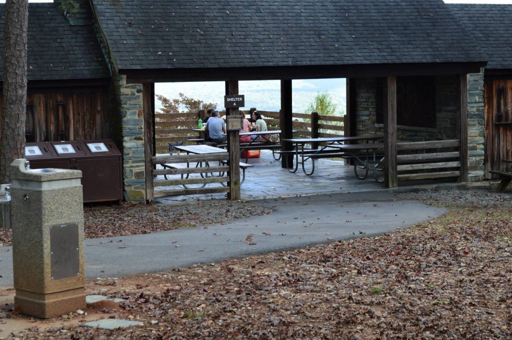 Depict picnic shelter atop mountain at Morrow Mountain State Park