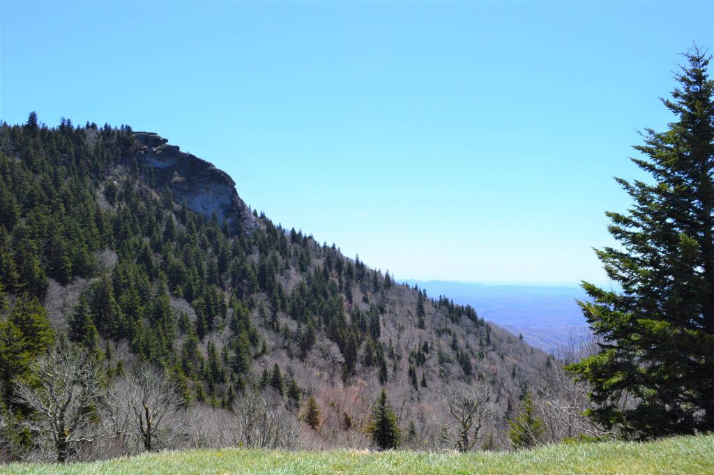 depict devil's courthouse rock oucropping on blue ridge parkway