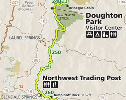 portion of blue ridge parkway brochure map toshow area of detour